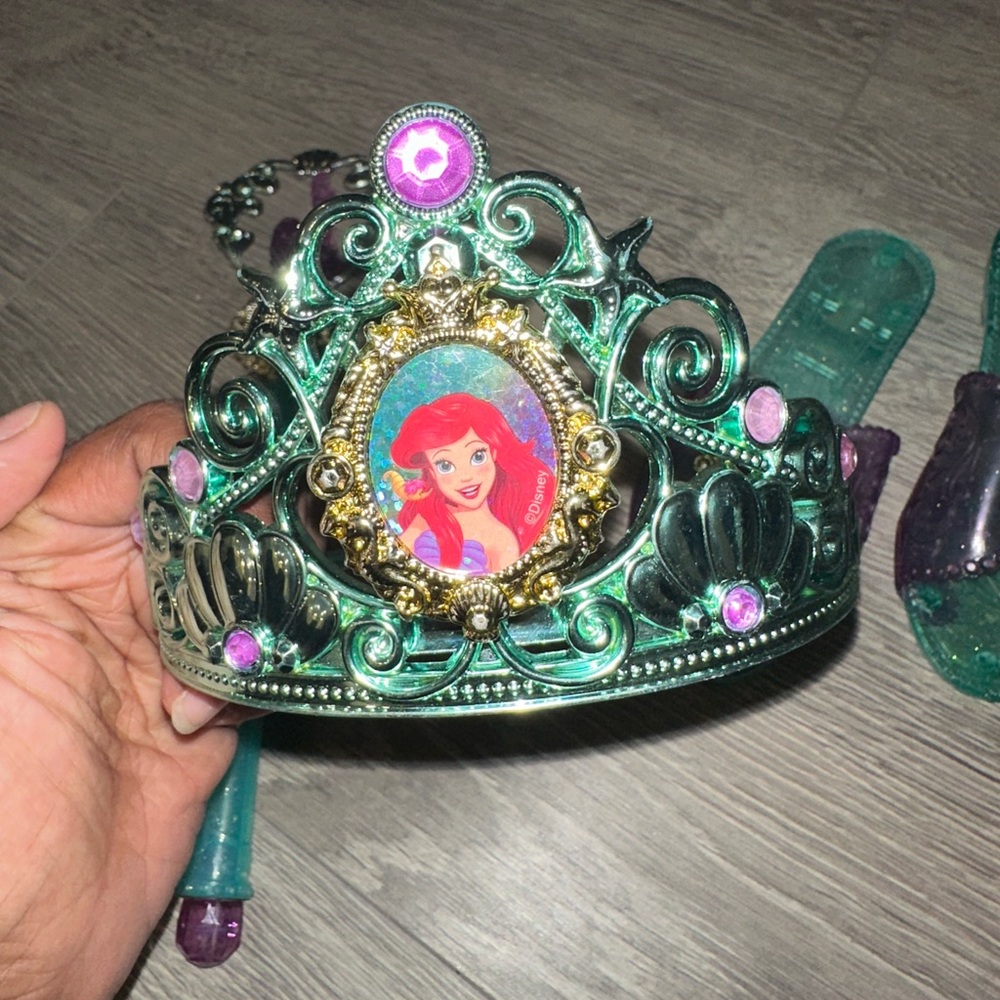 Disney Princess Ariel Girls Dress Up Tiara Crown Shoes Staff Rod Wand Ages 1-4 - Picture 5 of 9